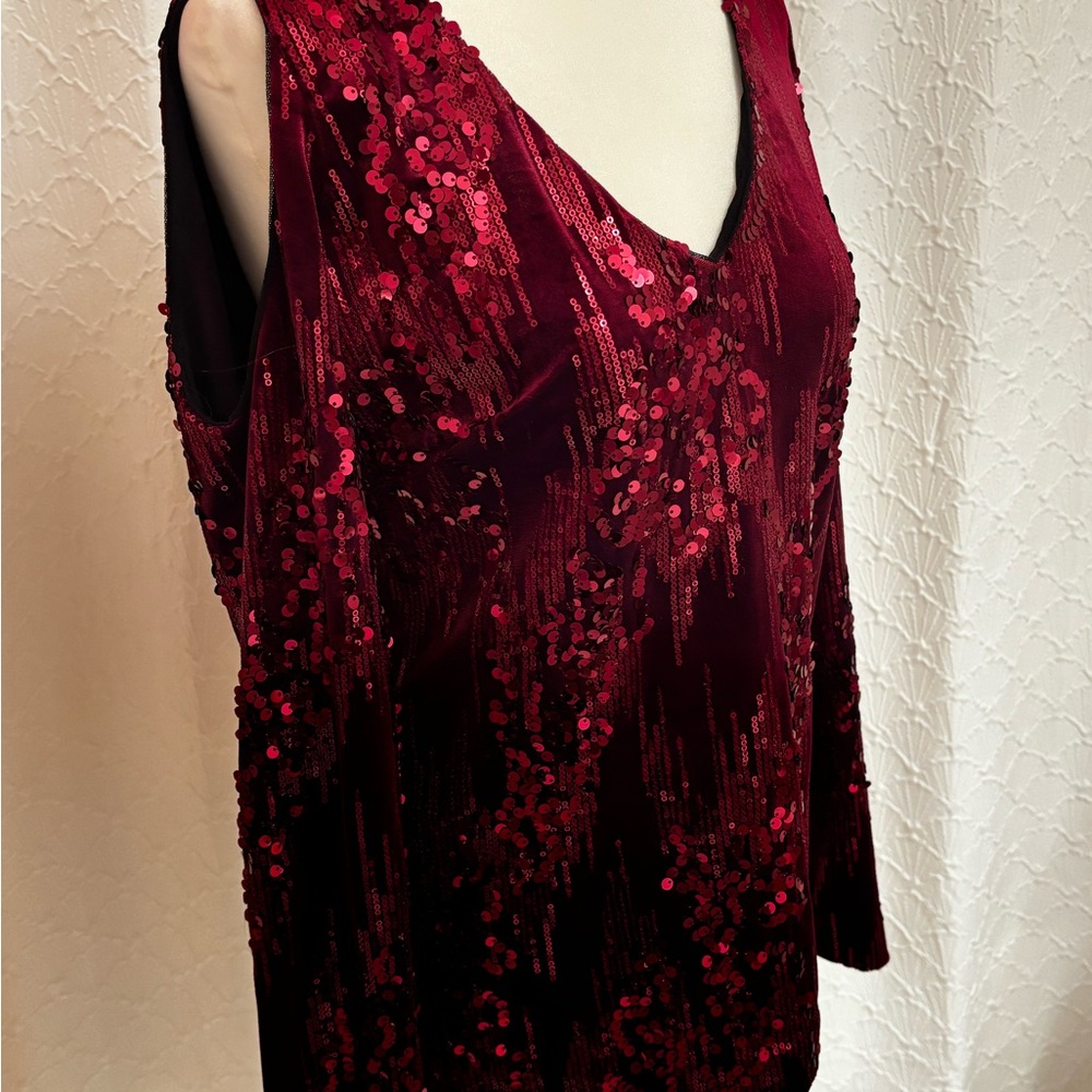 Burgundy Velvet Sequin Top NWT